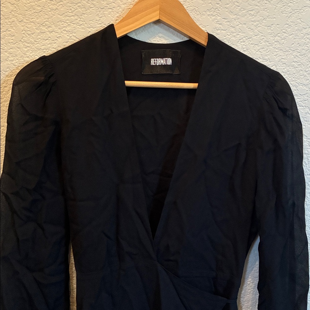 Reformation Black wrap Dress - Picture 2 of 6